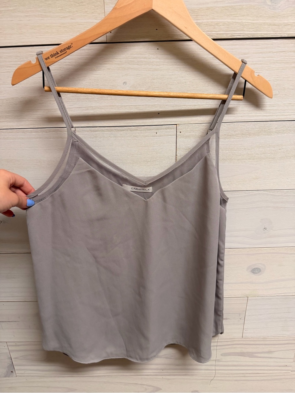 Caramella Taupe V-Neck Spaghetti Strap Camisole